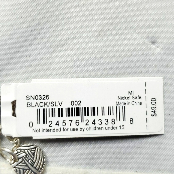 The Sak Metal & Stone Pendant Graduated Bead Necklace , reversible ,Black/Silver - Picture 3 of 4